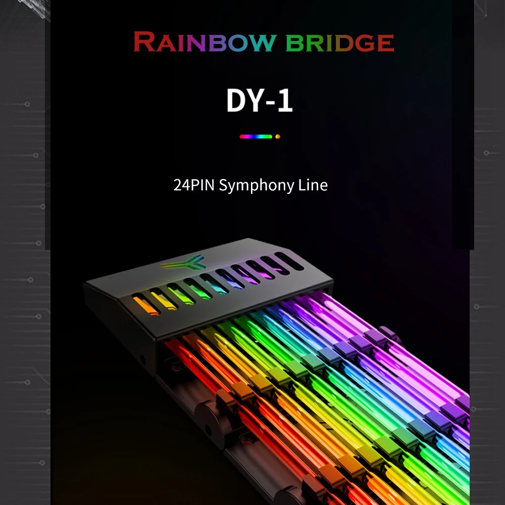A99T JONSBO PSU Extension Cable RGB Trunking Cover Rainbow Bridge for 24Pin ATX Cable MOD Symphony Line, 5V Rainbow RGB M/B SYNC