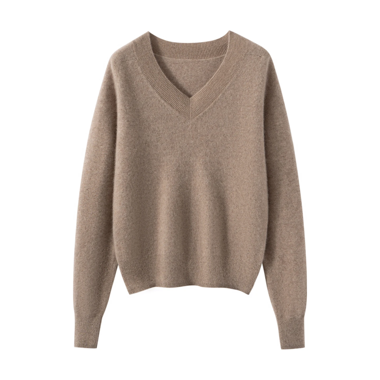 

Женский пуловер из 100% чистого кашемира, повседневный однотонный вязаный свитер, свободные топы с v-образным вырезом, базовый теплый джемпер, основа