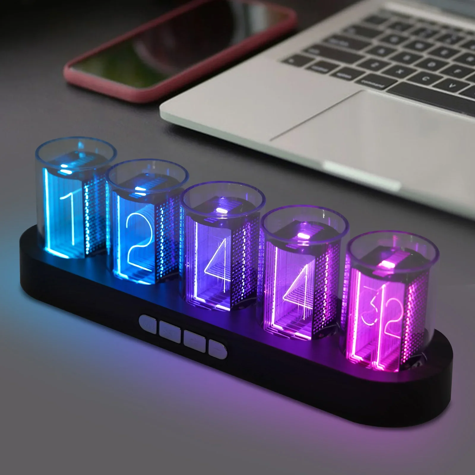 Imitation Nixie Digital Tube Clock 16 Million Colors Creative Clock  Decoration