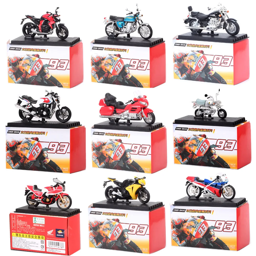 Tiny 1/24 Scale Honda CB750 CB1300 CB1100r Goldwing Valkyrie VFR750R RC30 Gorilla Spring  Motorcycle Model Toy Vehicles Bike