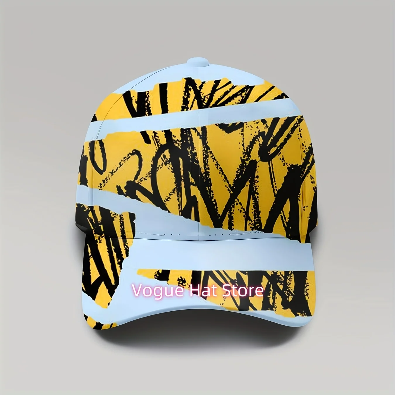 1pc Unisex Abstract Graffiti Print Baseball Cap - Adjustable UPF Sun Hat with Full-Body Print, Machine Washable, for - Outdoor S