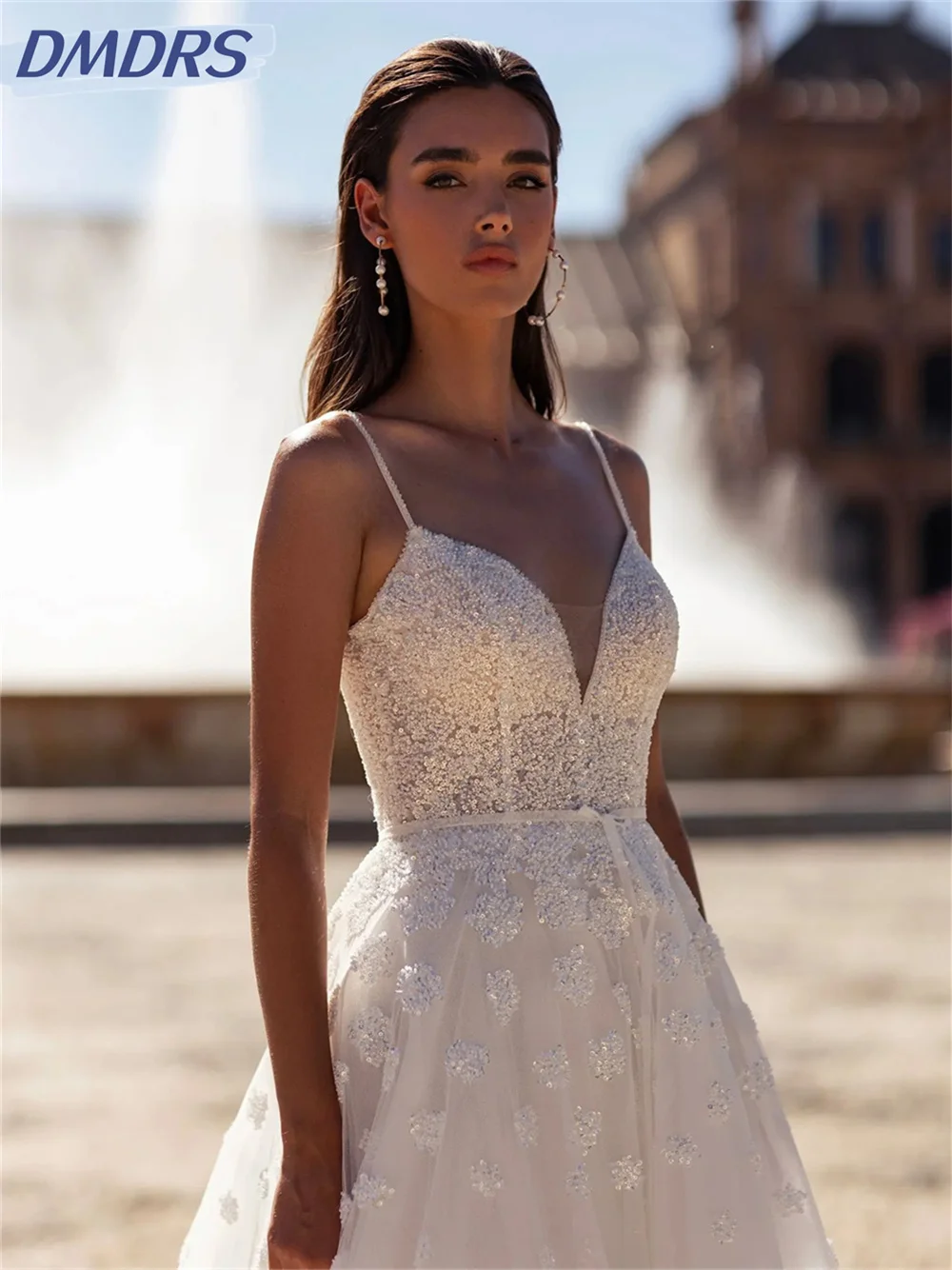 Sexy Spaghetti-Strap Bridal Dresses 2024 Simple Tulle Wedding Dress Romantic A-Line Floor-length Dress Vestidos De Novia