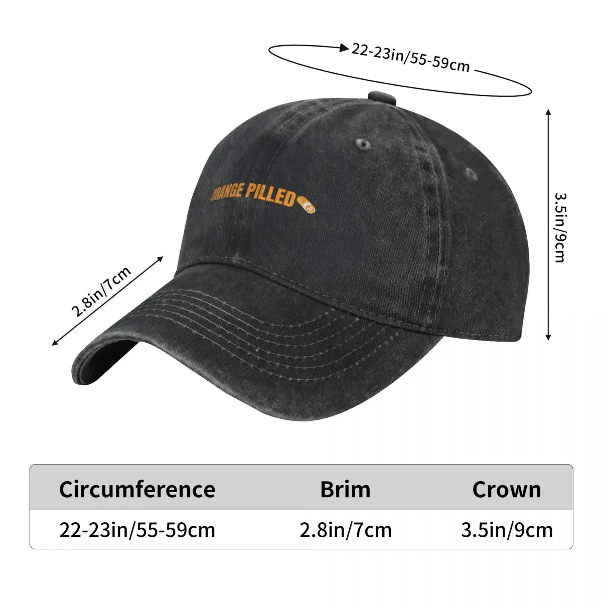 ORANGE PILLED Baseball Cap black Streetwear Hip Hop Wild Ball Hat Baseball Men Women's
