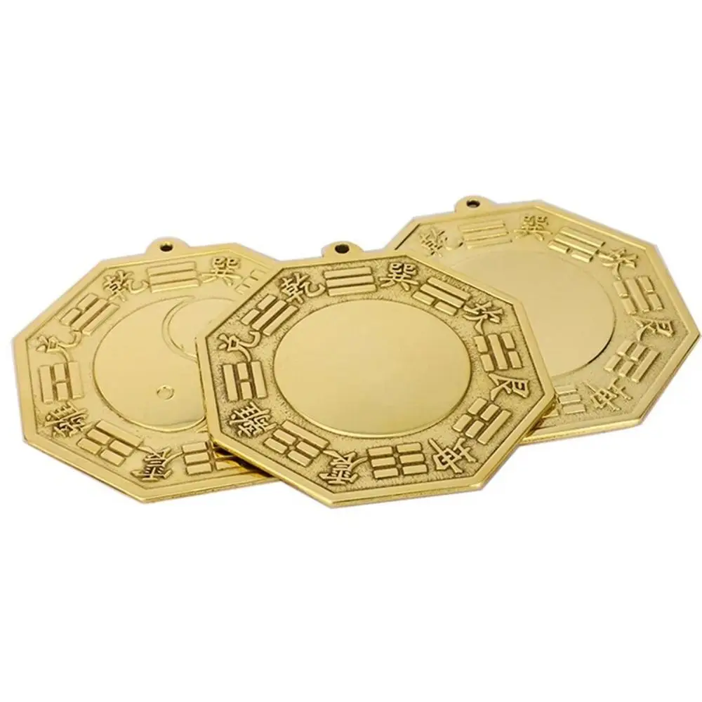 Chinese Style Brass Bagua Mirror Pendant Convex Mirror Feng Shui Convex Mirror Ornament Handicraft Auspicious Crafts Mirror