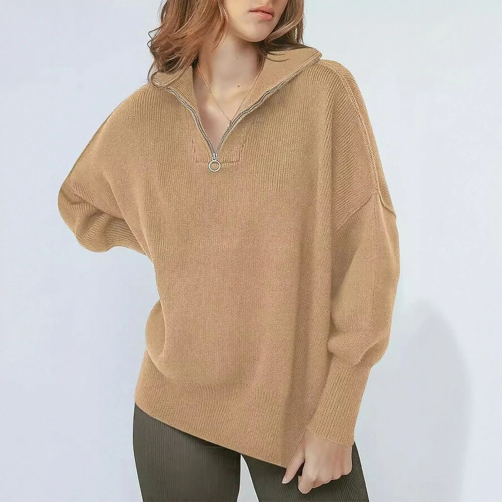 

Business Commute Style Long Sleeve Round Neck Sweater Fitted Design Straight Tube Sleeves No Decoration Required