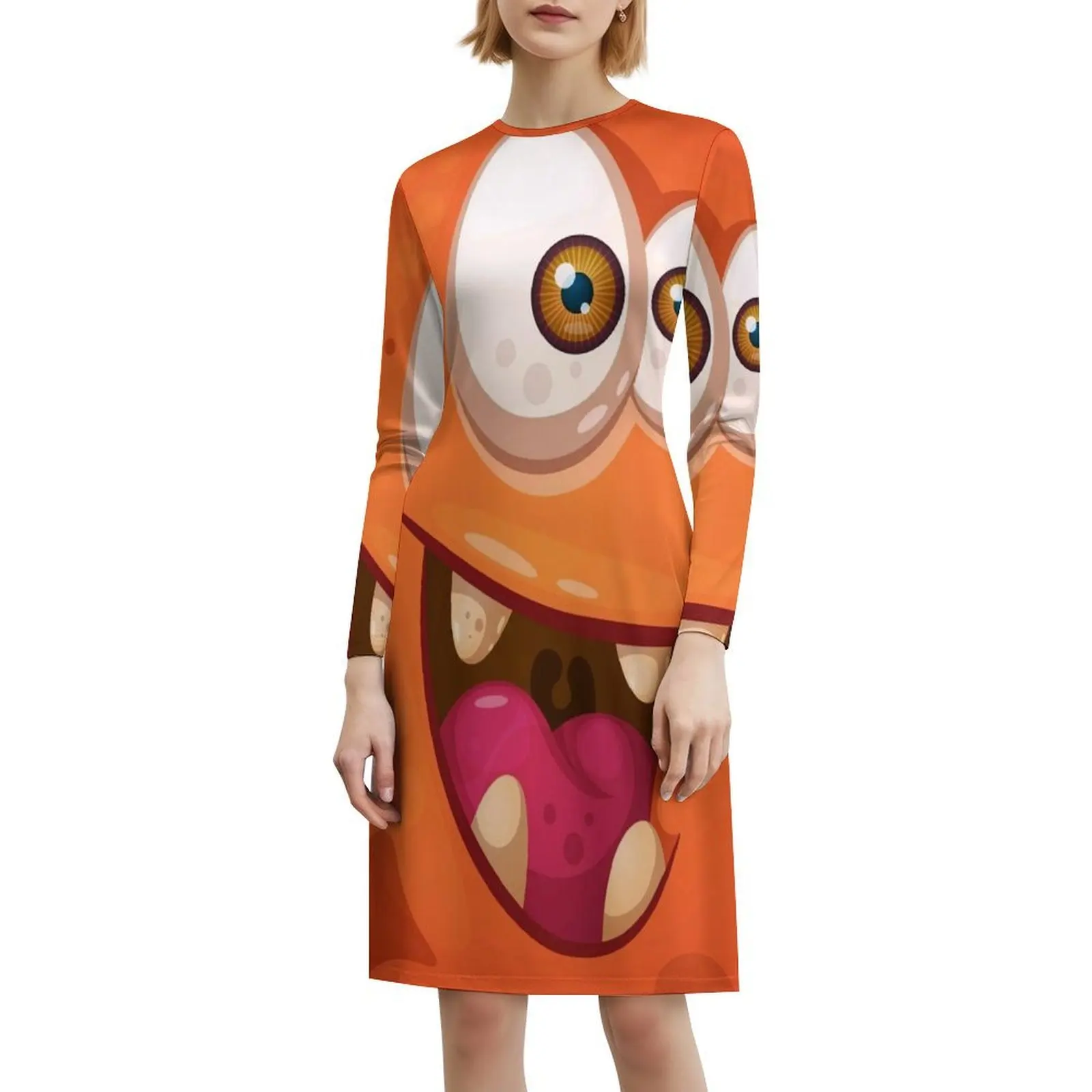 فستان بوهيمي لطيف ومجنون على شكل وحش كرتوني بدون أكمام للنساء مطبوع عليه فساتين حفلات الشاطئ وحفلات أعياد الميلاد السعيدة