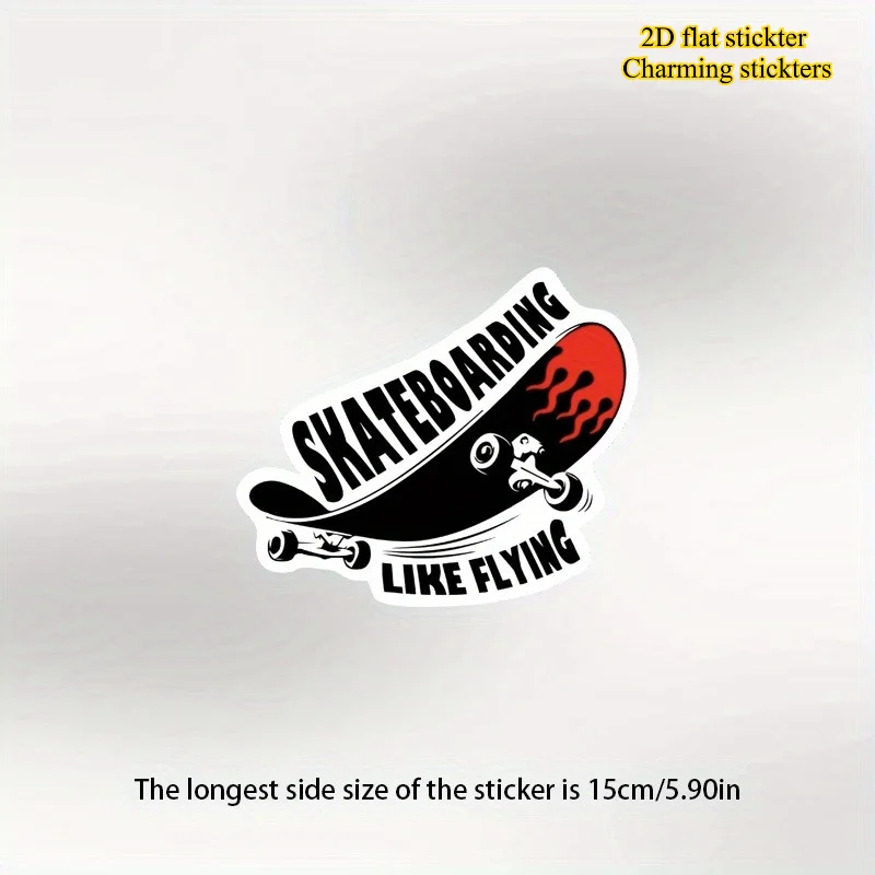 1pc 2D Flat Vintage Skateboarding Like Flying Waterproof Matte Vinyl Sticker Irregular Shape For Car Window Sports Decor