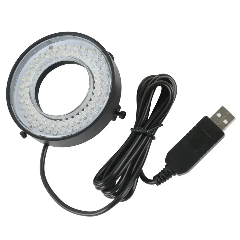 Regulowana lampa pierścieniowa USB 72 144 LED Mikroskop Kamera Oświetlenie Lampa Średnica robocza 64 mm Do przemysłowego obiektywu zmiennoogniskowego z mocowaniem C