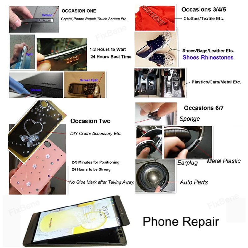 Zhanlida Cell Phone Black Glue Mobile LCD Screen Display Repair Tools Speaker Watch Adhesive Strong Ceramic Crafts Plastic Model