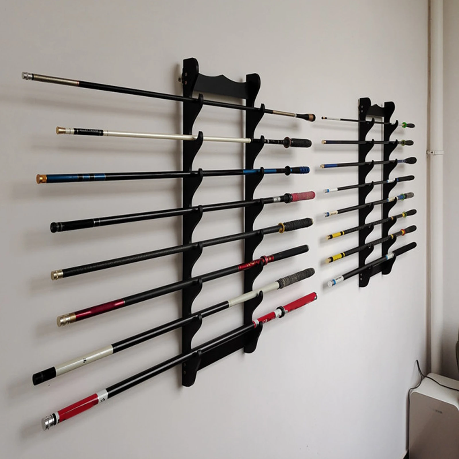 Horizontal Fishing Rod Rack of Wall Mounted Storage Rack Holder Holds 8 Fishing Rods for Cabin Basement Store Garage