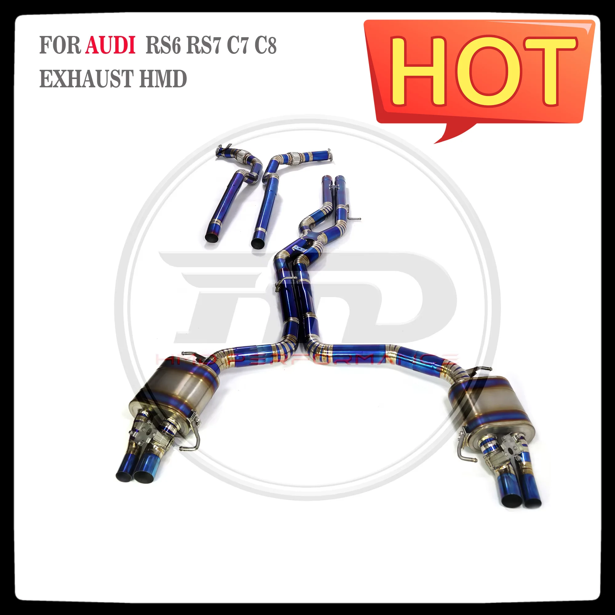 HMD Titanium Alloy Exhaust System Catback for Audi RS6 RS7 C8 4.0T Muffler With Valve Link Pipe