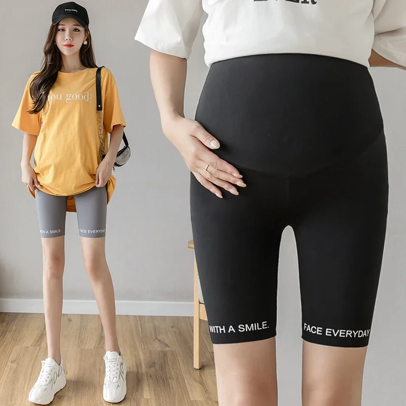 Sommer dünne coole Mutterschaft halb kurz legging hohe Taille Bauch Sicherheits hose Kleidung für schwangere Frauen Schwangerschaft shorts