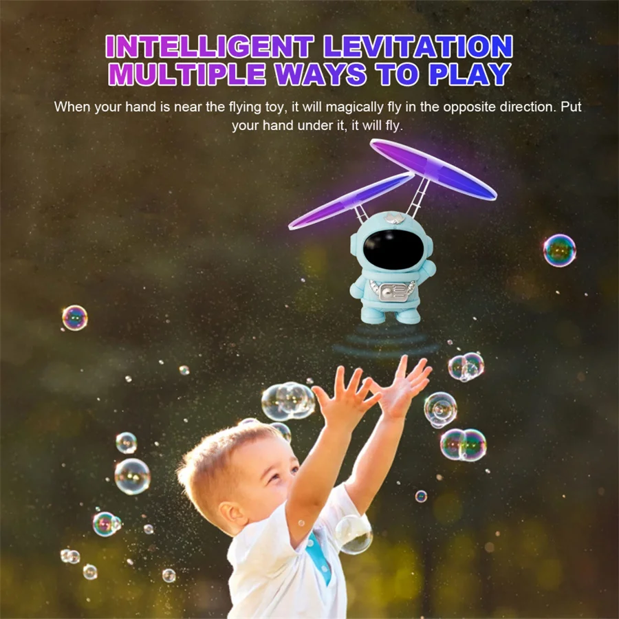 Mini Infrared Induction Flying Toy Astronaut Style Aircraft Helicopter Toy Induction Flying Machine Automatic Flight Kids Toy