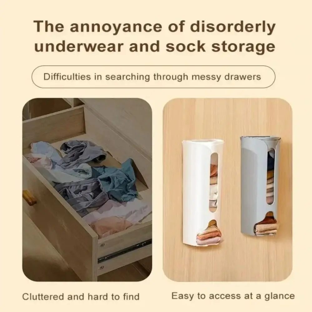 Self Adhesive Underwear Storage Box Dustproof Wall-Mounted Panties Socks Organizer Simple Style Space-saving