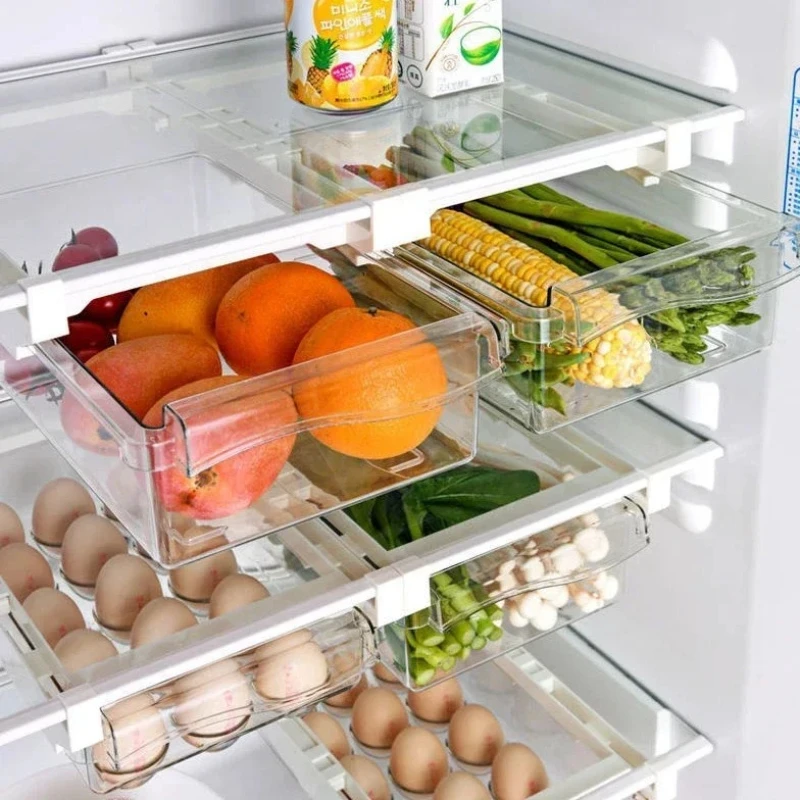 Egg Storage Box Refrigerator Plastic Food Storage Container Vegetable Drawer Holder Kitchen Fridge Fresh-Keeping Organizer Shelf