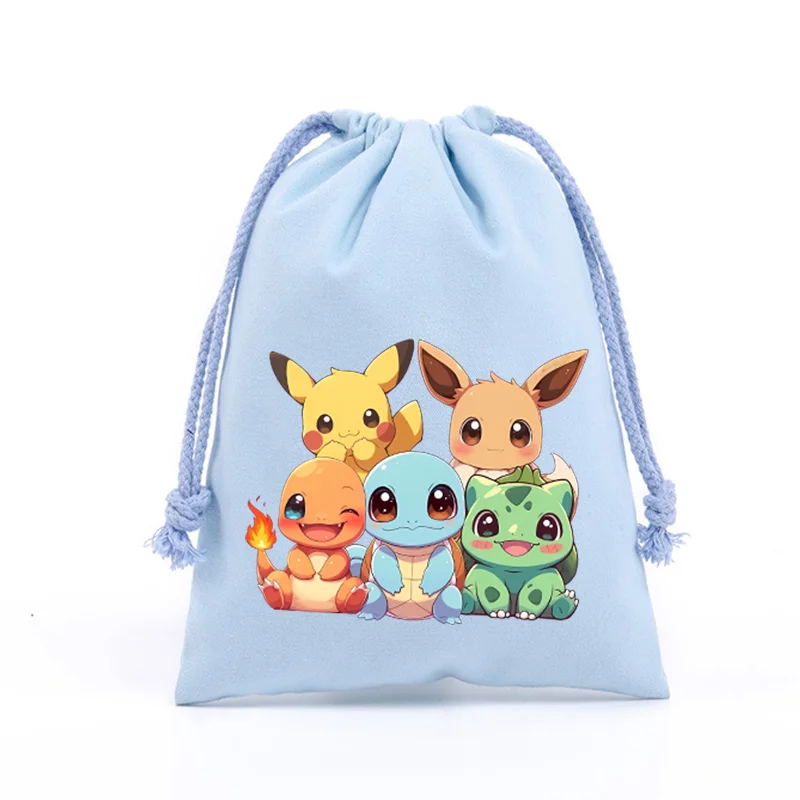 Pokemons Pikachu Storage Drawstring Bag Party Candy Package Cartoon Gengar Charizard Portable Boy Key Pouch Kids Gift Bags - view 2