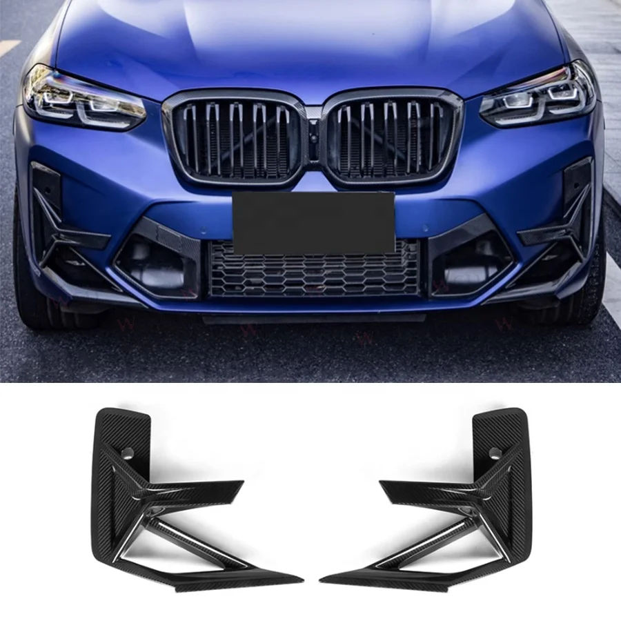 For BMW X3M F97 LCI 2022+ X3M F97 Dry Carbon Fiber Front Bumper Canard Front Side Canards Splitter Car Accessories