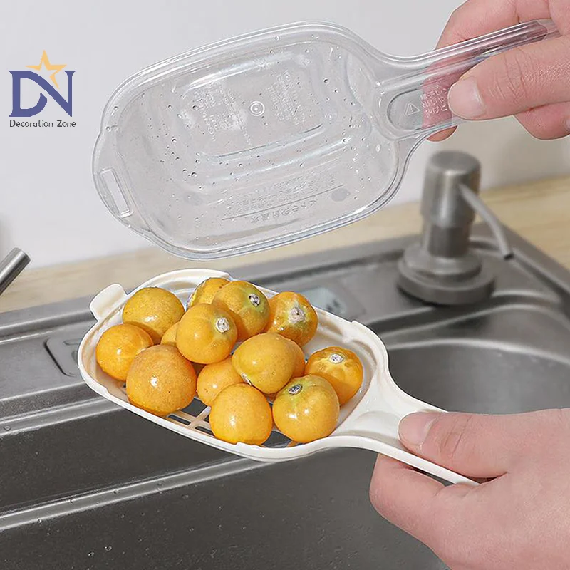 Microwave Rice Cake Heating Box With Handle Steaming Box Steamer Vessel Tofu Drain Box Fruit Cleaning Box