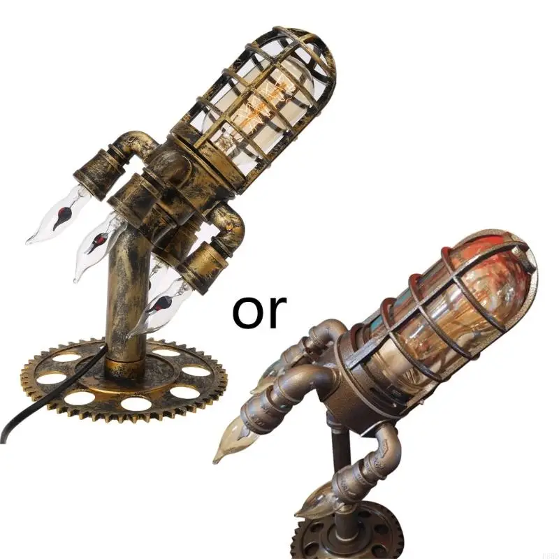Retro Steampunk Rocket Light Home Decoration Rocket Flame Desktop Night Light Plug Specification Desk Lamp