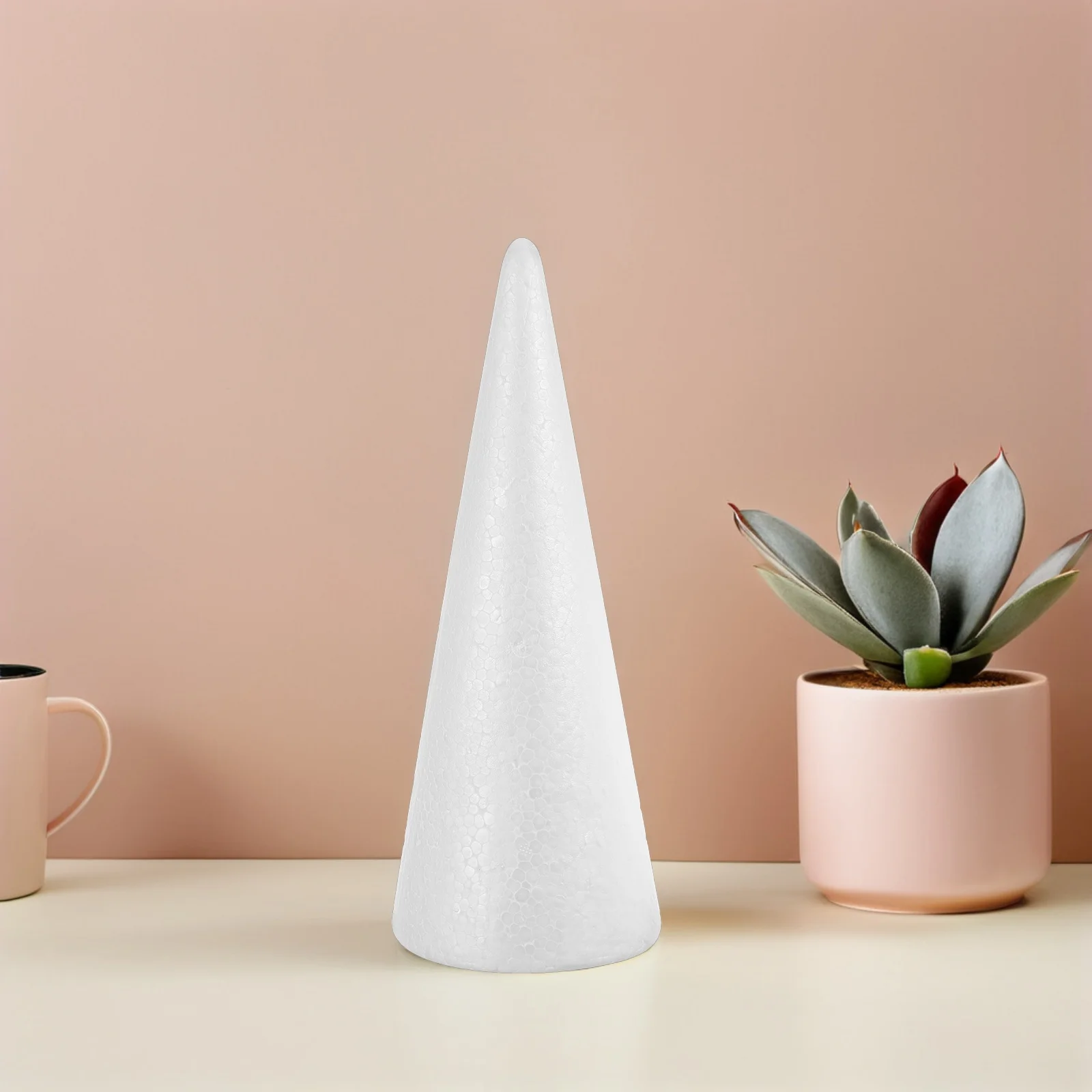 

4Pcs White Foam Cones Polystyrene Craft DIY Christmas Tree Shapes Mini Xmas Decorations 13.36x4.72in Mini Foam Cones