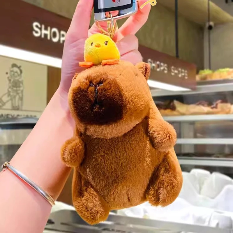 Funny Capybara Plush Toys Kawaii Stuffed Animals Fluffy Capybara Keyrings Backpack Keychain Pendants Plush Doll for Kids