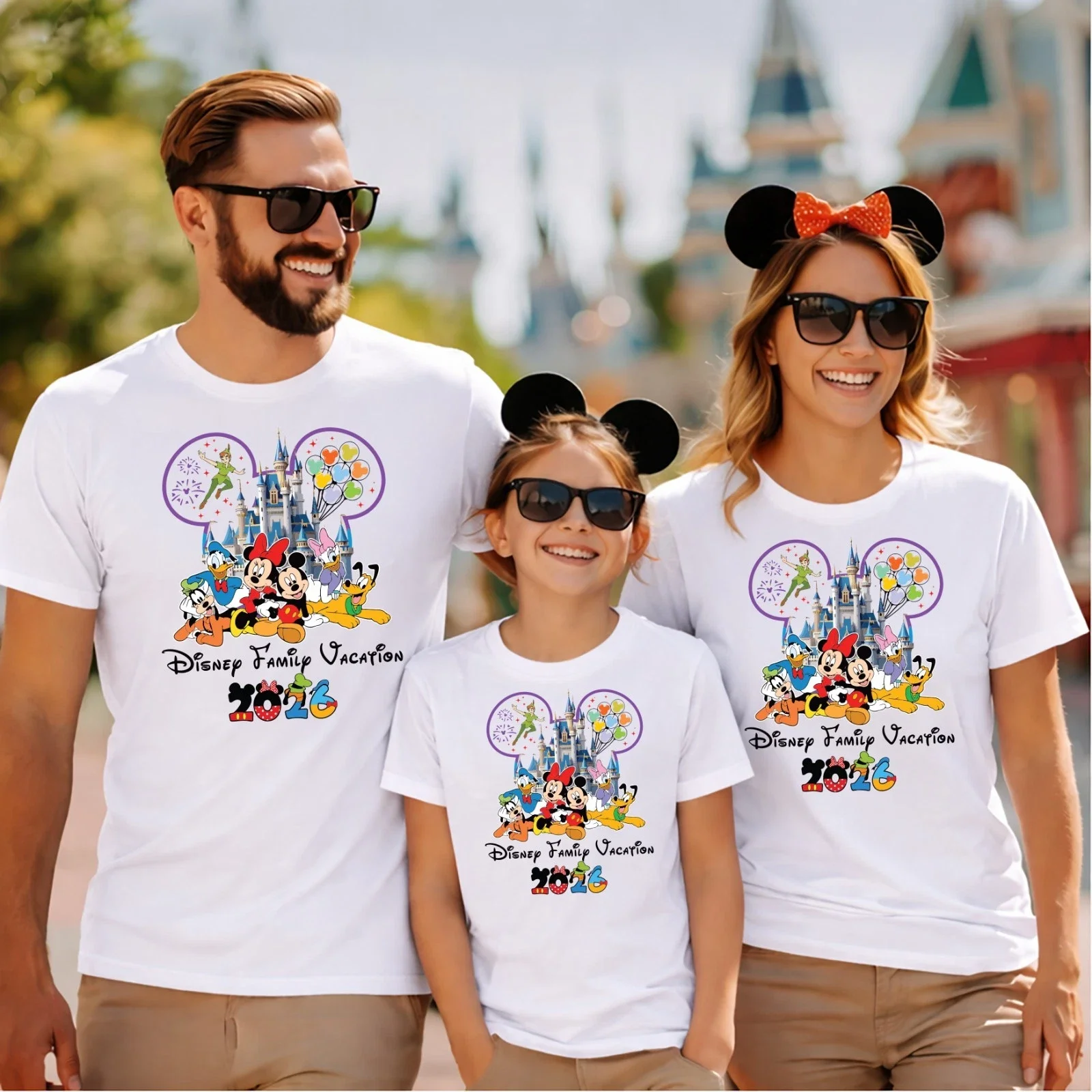 2026 Magic Kingdom Family Matching Shirts Solid Plain Crew Neck Tees Mom Dad Son Daughter Holiday Short Sleeve Tops