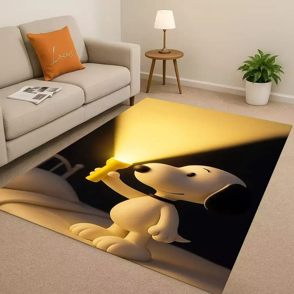3D  Snoopy Dog Peanuts Cartoon Christmas Living Room Non-Slip Area Rug Carpet for Bedroom Playroom Sofa,Home Decor Doormat