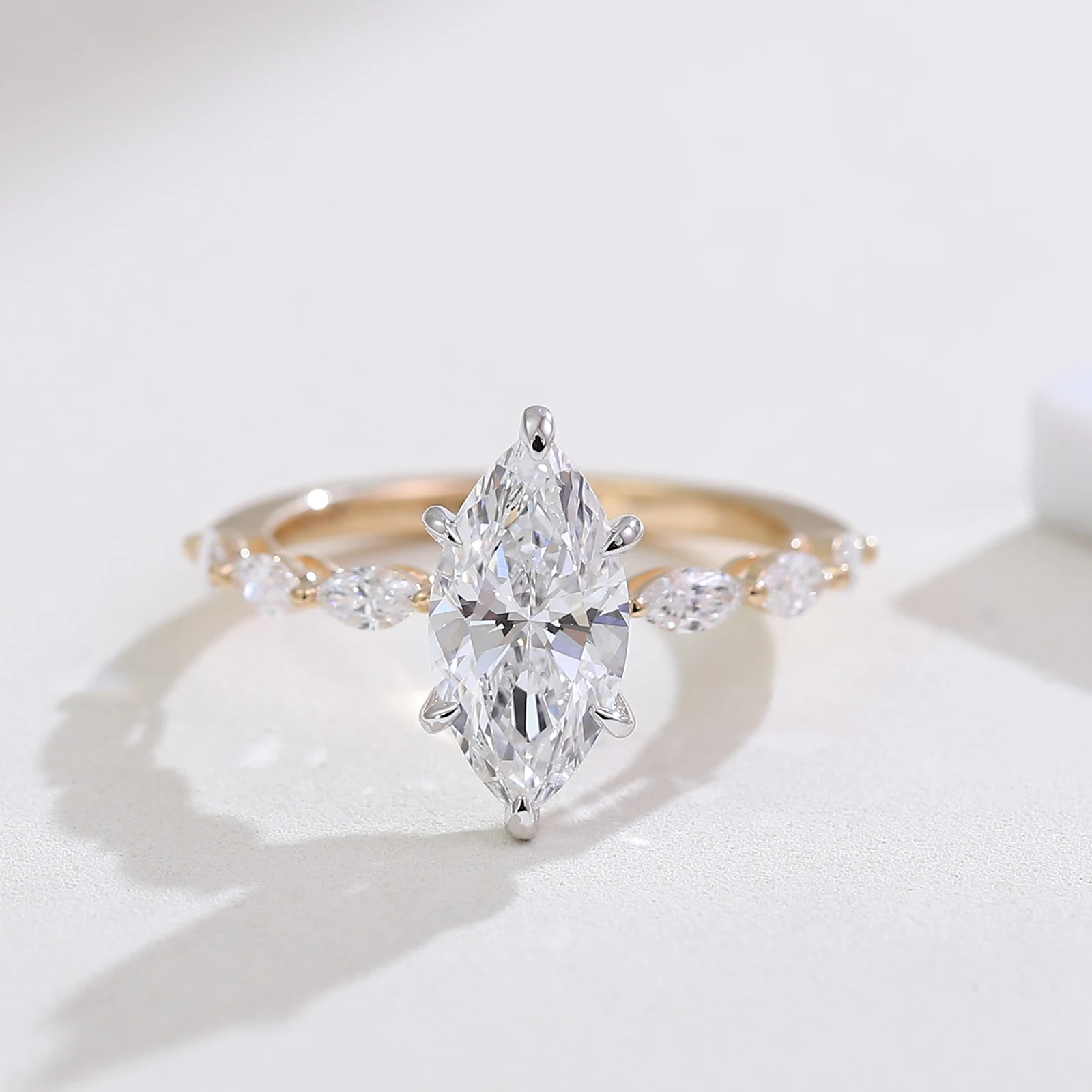 

Provence jewelry 1.5CT lab diamond wedding engagement rings for women 10K 14K real gold marquise ring custom anniversary gifts