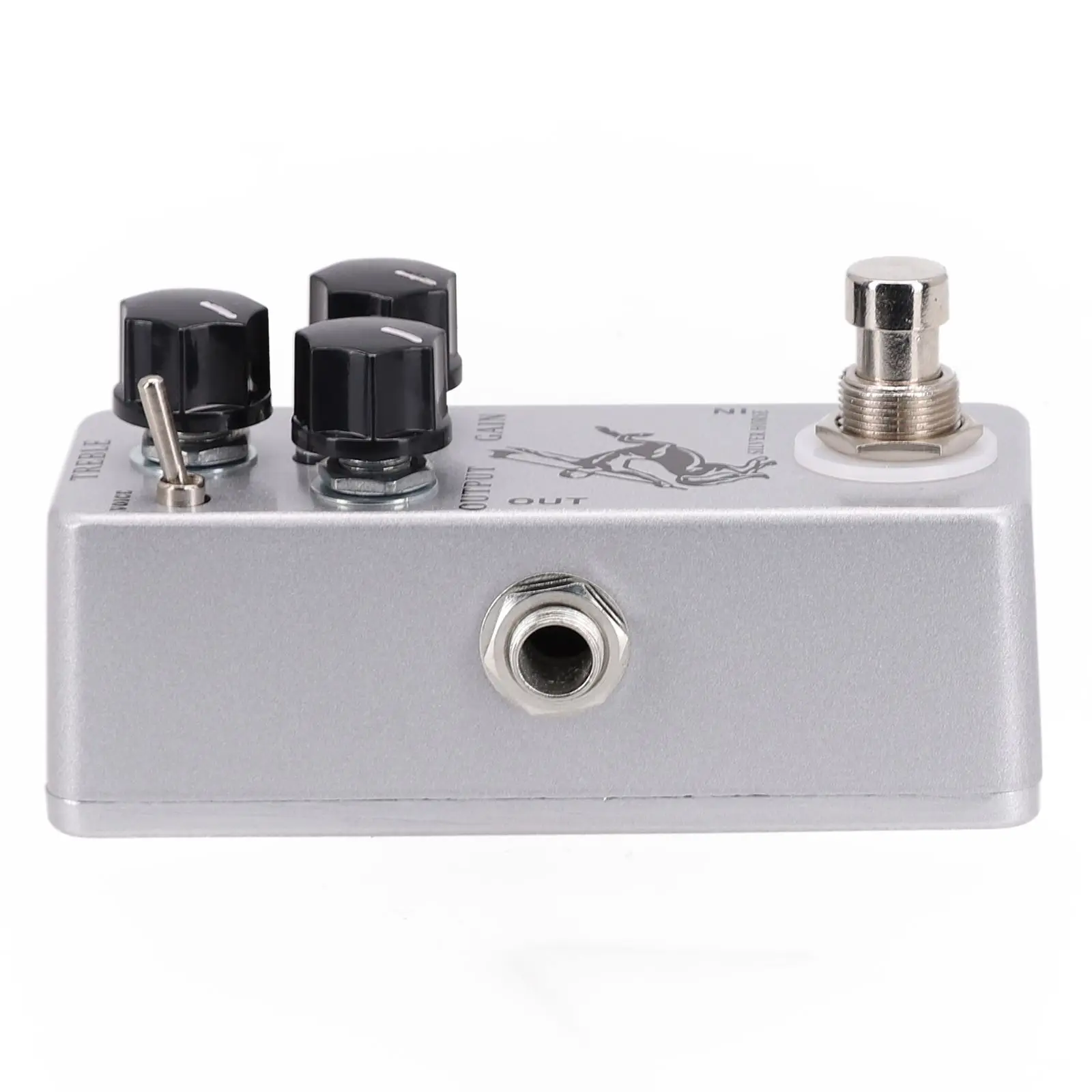 Guitar Effect Pedal Boost Bypass Effect Overdrive Pedal Shell Silver 3.7 * 1.5 * 1.3in TREBLE Guitar Horse Metal