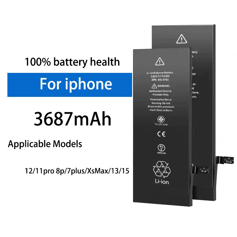 3687mAh High Capacity Lithium Battery For Apple iPhone X XS Max 7Plus 8P 11 11Pro 12 13 15 Durable Reliable Replacement