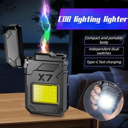 Tungsten LED High Brightness Handheld Lighter Multi-function Flashlight Rechargeable Outdoor Portable Keychain Cigarette Lighter