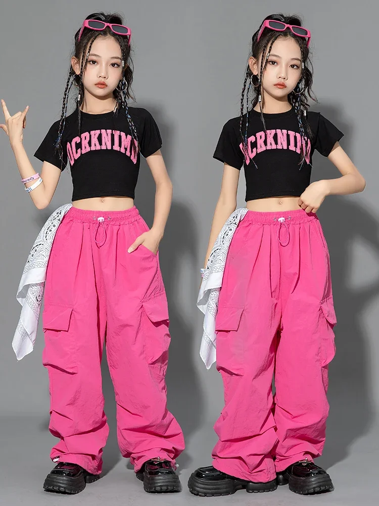 Ropa de actuación de escenario de Hip Hop para niñas, disfraces de baile de Jazz, ropa de práctica para niños, conjunto de marea de baile moderno callejero