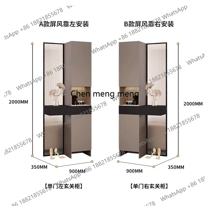 M46 خزانة أحذية مدخل المنزل الفاخرة المدمجة تواجه خزانة بهو باب غرفة المعيشة خزانة التقسيم #3