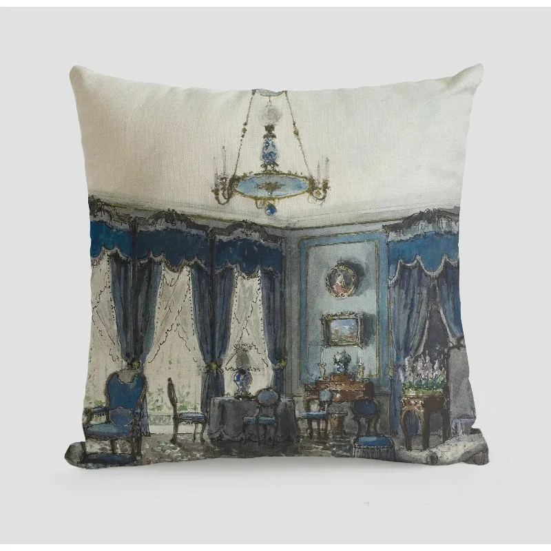 Everbright Store European retro light luxury niche model room pillow cover cushion pillow sofa bedroom backrest