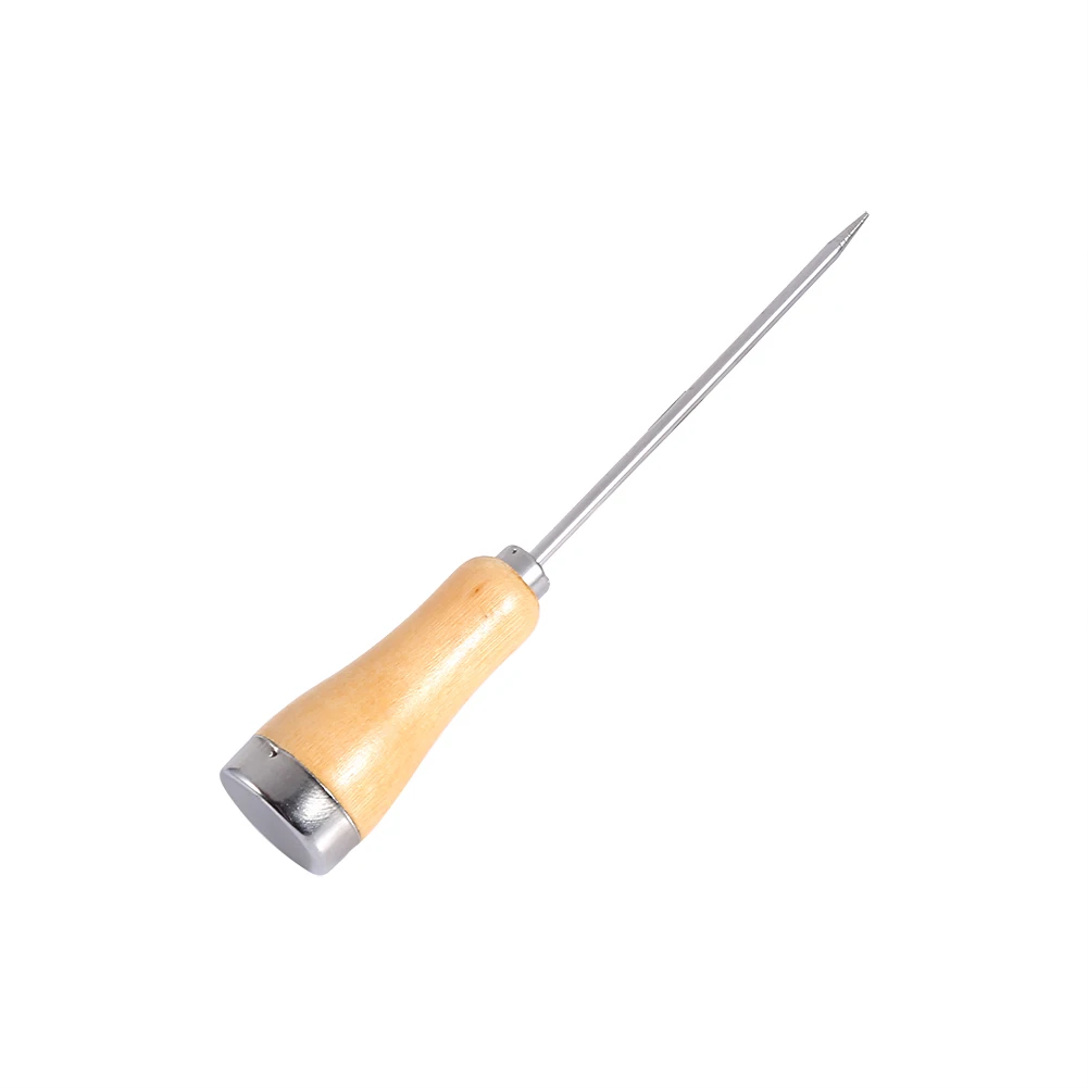 Stainless Steel Ice Pick Crusher Wooden Handle Awl Punch Kitchen Bar Tool