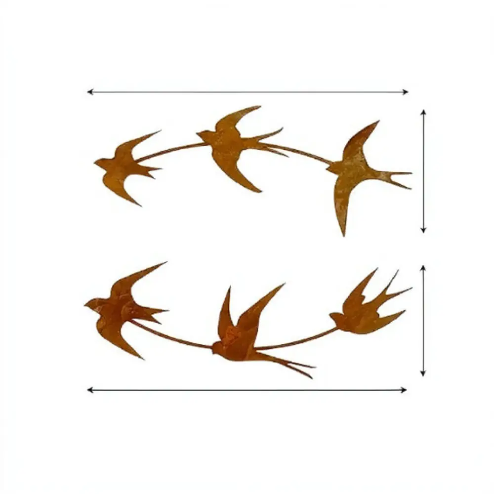 Rustic Metal Swallow Wall Decorations Set Vintage Iron Bird Statues For Outdoor Garden Patio Fence Yard Home Hanging Art