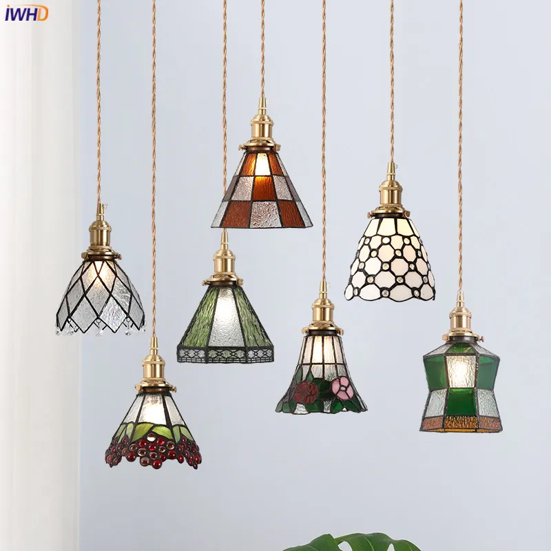 IWHD 2022 NEW Nordic Glass LED Pendant Lights Fixtures Copper Bedroom Dinning Room Restaurant Modern Hanging Lamp Lighting