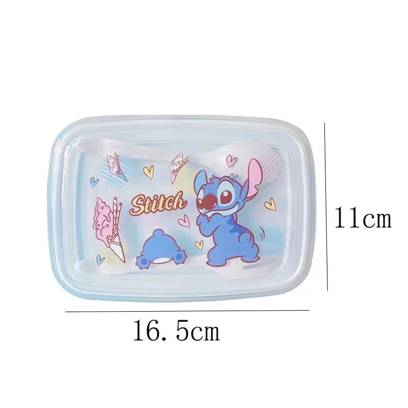 Disney Stitch Portable Lunch Box for Kids Adult Food Storage Container with Spoon Fork Cartoon Leak-Proof Microwave Bento Box