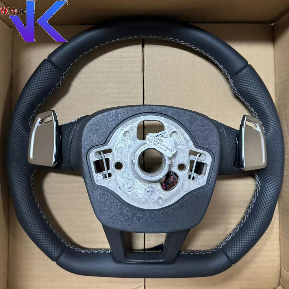 Leather Heated Steering Wheel For Audi A6 A7 C8 2019 - 2022 Upgraded S6 S7 RS 6 RS7 Sports Flat Bottom Heated Steering Wheel