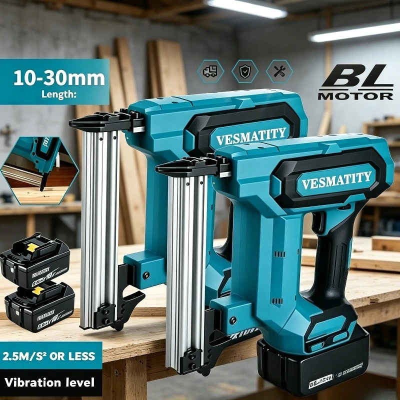 Cordless Nail Gun 100-Nail Capacity Heavy Duty Nailer Tool for Flooring Shelving & DIY Wood Projects For Makita Battery