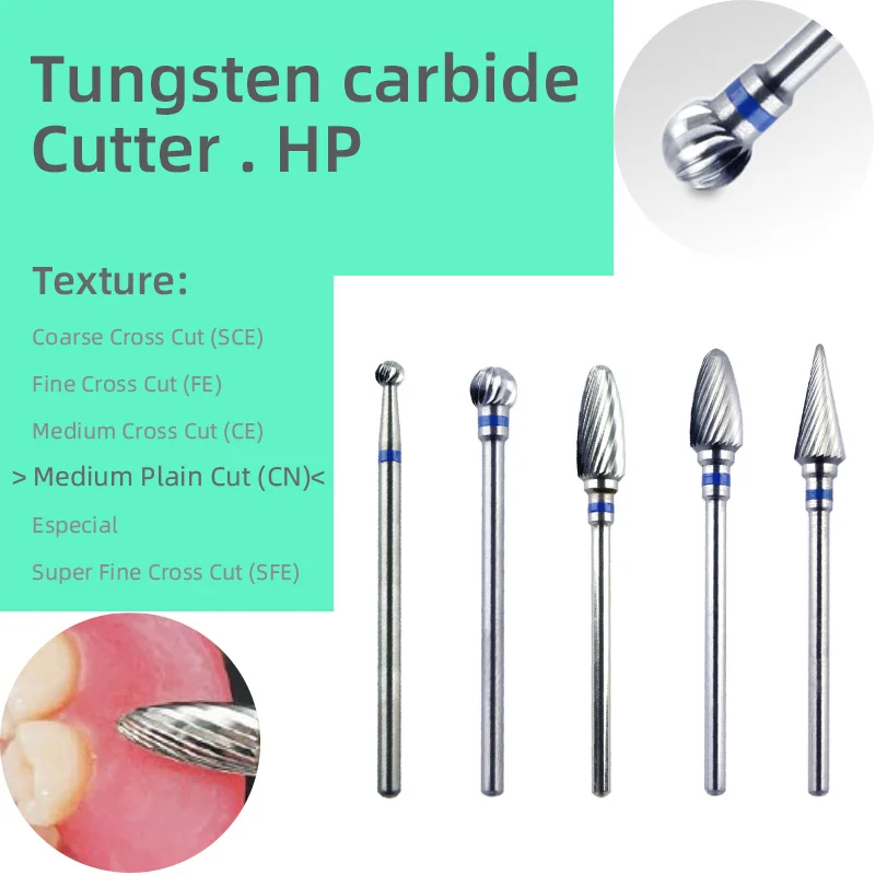 Dental Burs For Grinding Polishing Laboratory Tools Dentistry Materials Tungsten Carbide Cutter Bur Medium Plain Cut Drill