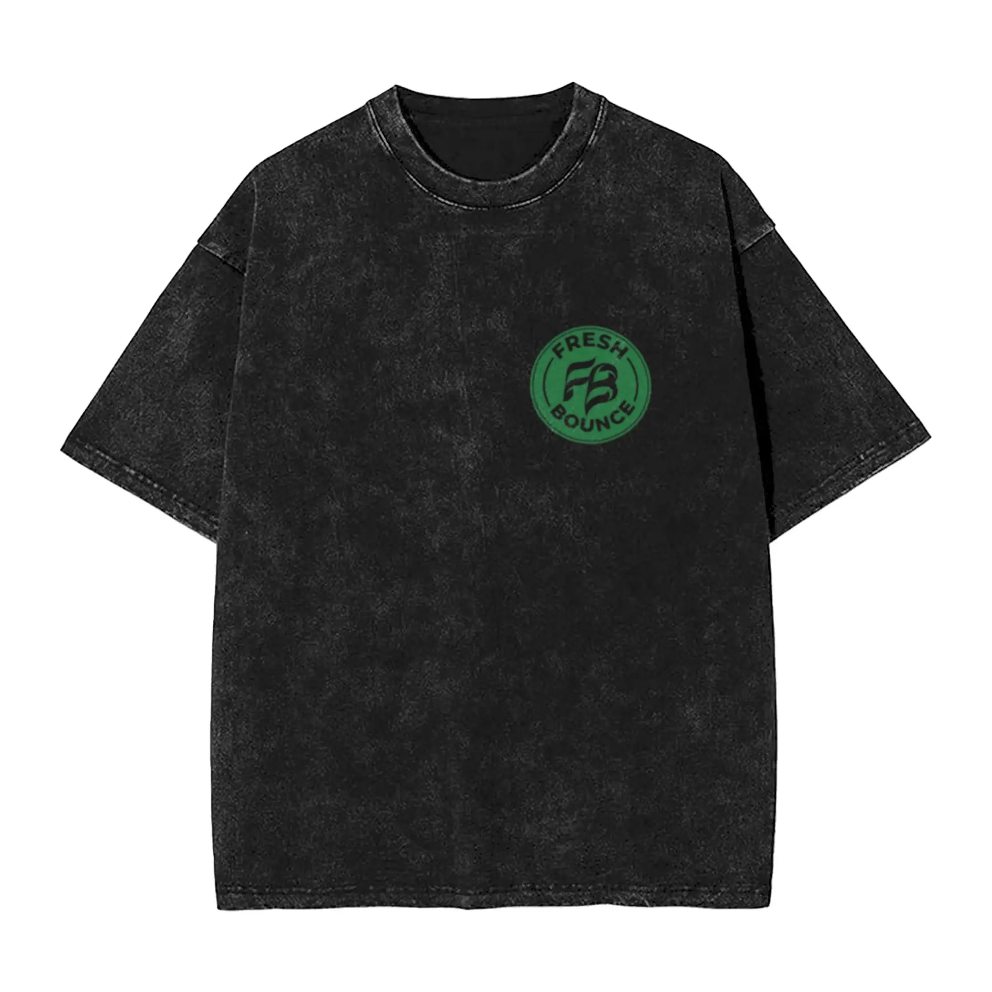 Fresh Bounce - green Classic Cool A Washed T Shirt Men's Women's Oversized Cotton Tees Tops