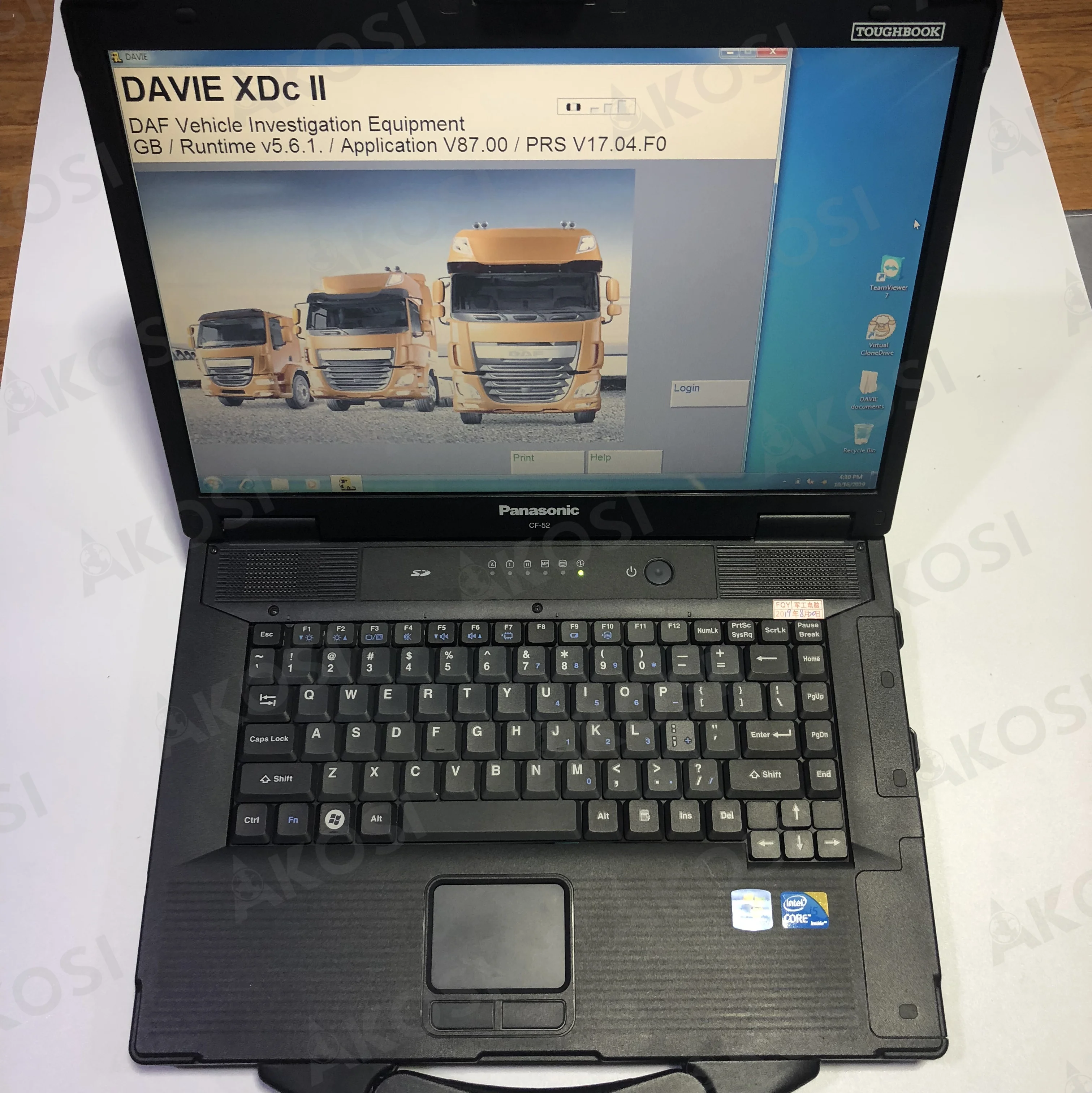 For DAF VCI-560 MUX DAF Diagnostic Tool Davie 5.6.1 Software Heavy Duty Truck Diagnostic Scanner Tool CF53 Laptop