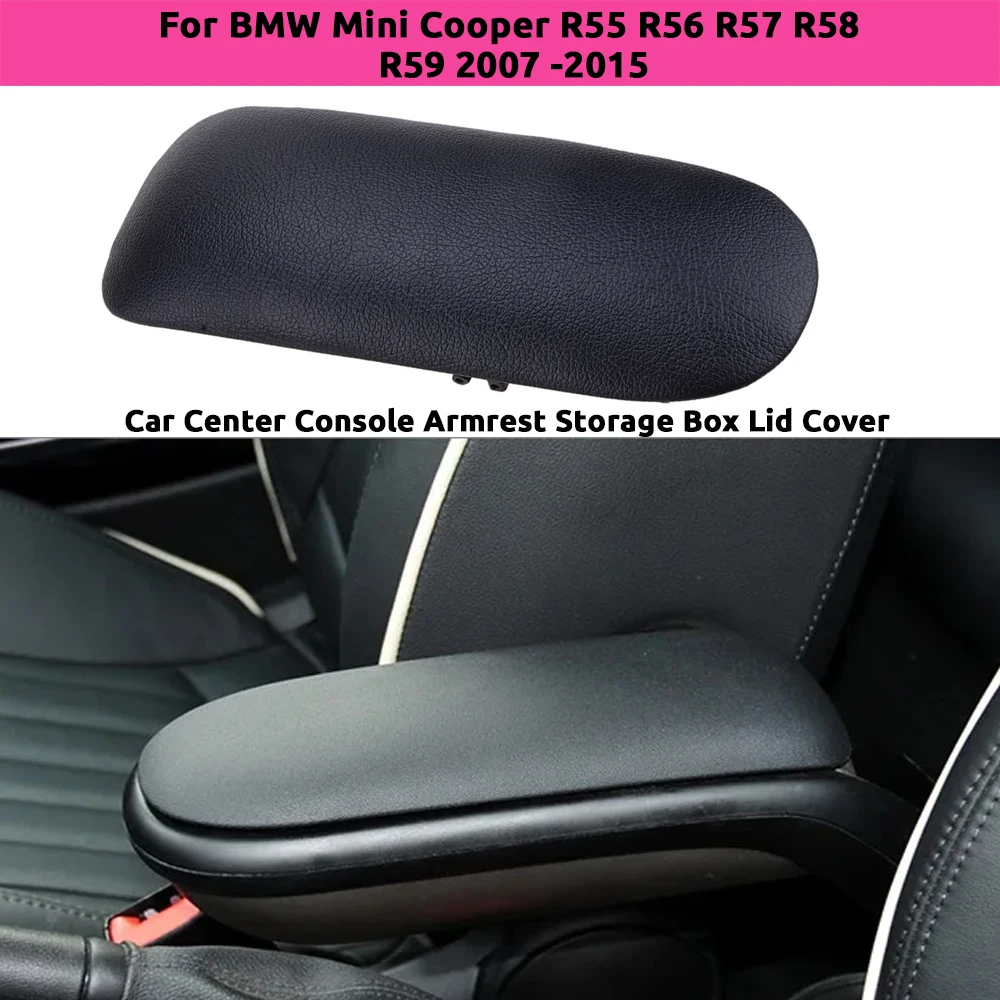 Custom Car Center Console Armrest Storage Box Lid Cover For BMW Mini Cooper R55 R56 R57 R58 2007-2015 Pu Leather Arm Rest Cap