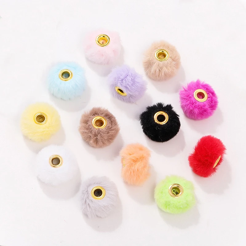 

20pcs Fluffy Pompom Spacer Beads Charms Diameter 20mm Plush Fur Ball Beads for DIY Necklace Bracelet Jewelry Making Supplies