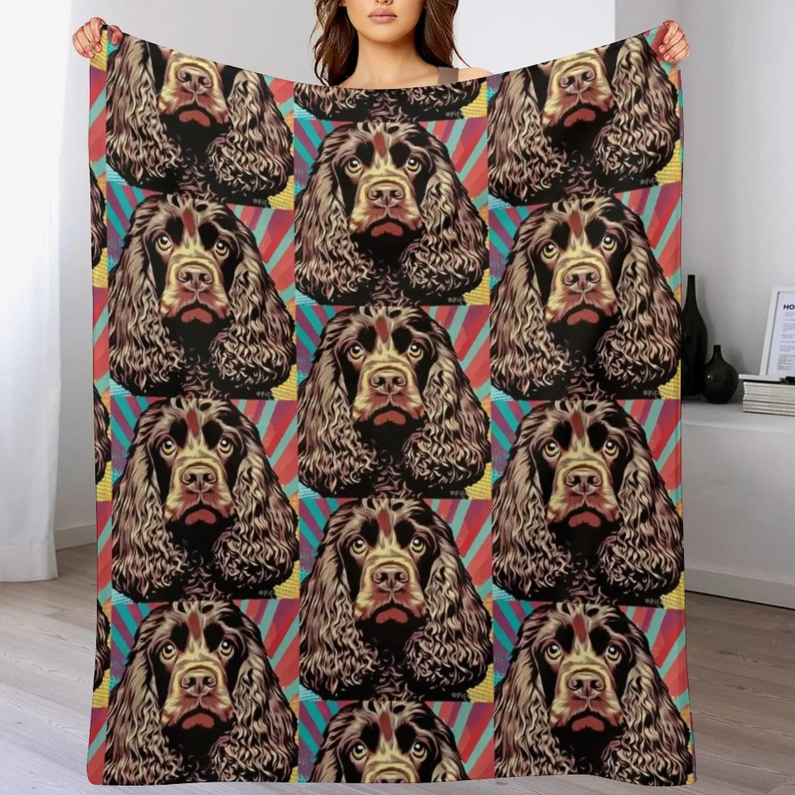 

Chocolate Spaniel Pop Art Throw Blanket Compact Warm Blanket for Car Road Trip