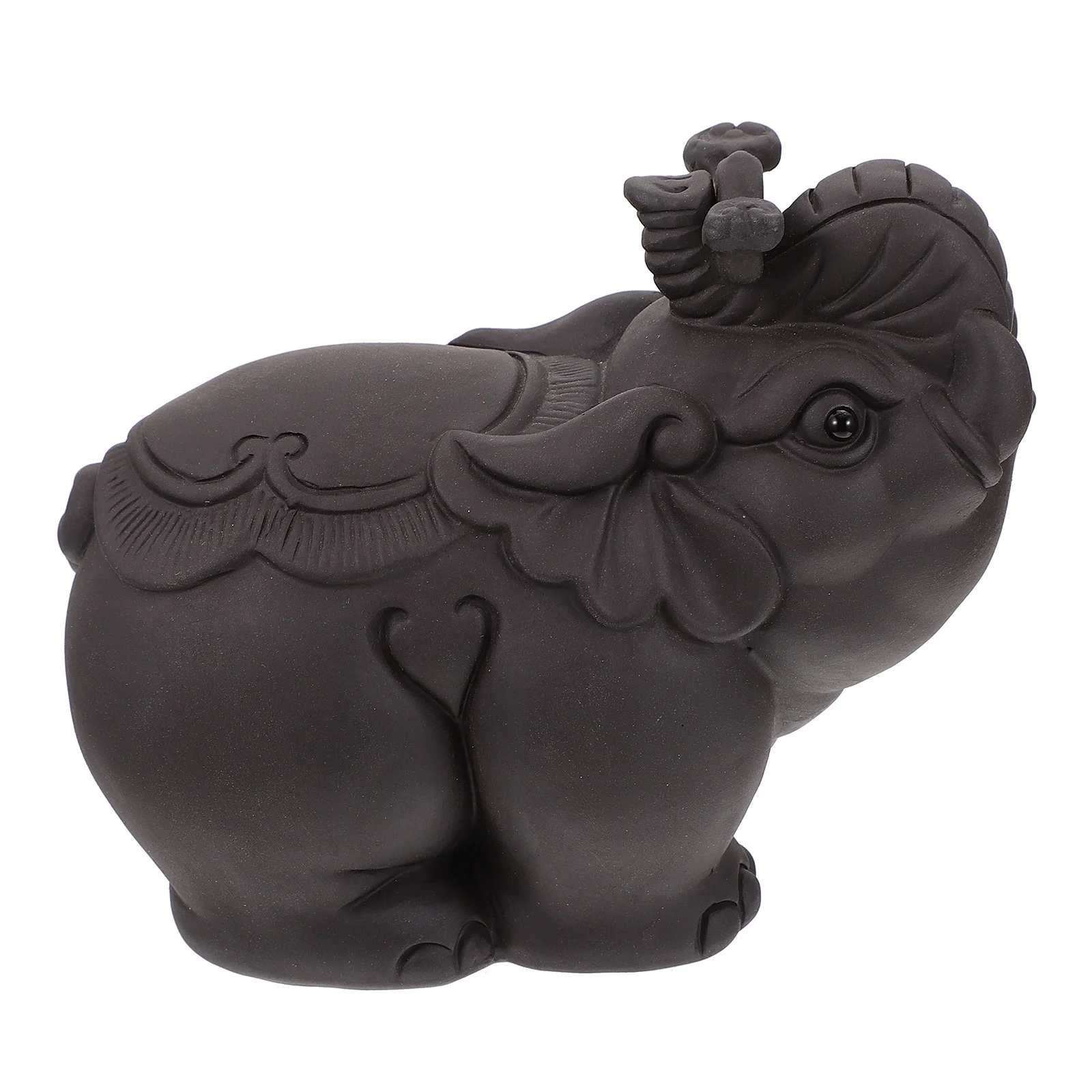 

1Pcs Ceramic Elephant Sculpture Decor Elegant Black Tea Pet Adornment for Home Office Party Indoor Outdoor Space Decoration