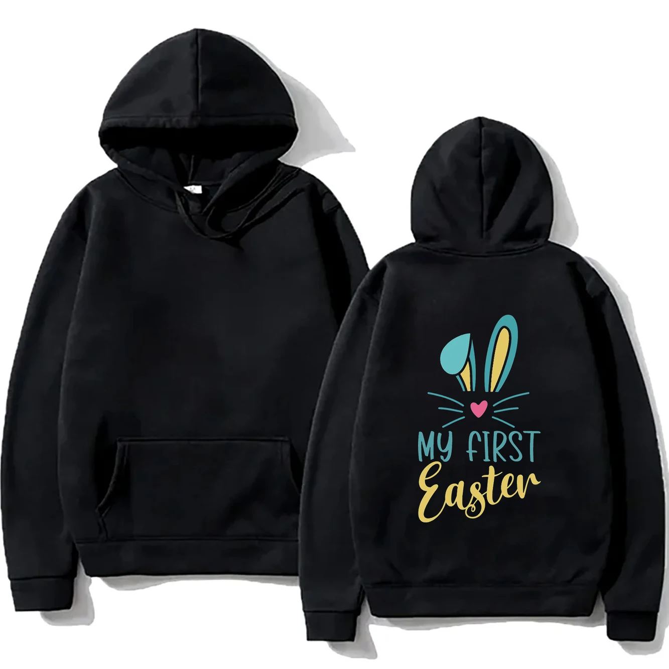 

Cute rabbit ear print pattern fashionable women's hoodie casual versatile sports shirt