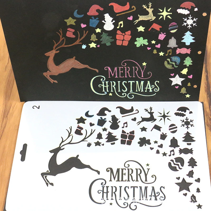 Christmas Stencils Templates Deer Decor DIY Graphics Painting Scrapbooking Stamp Ornament Album Embossed Template 17.8 x 26 cm