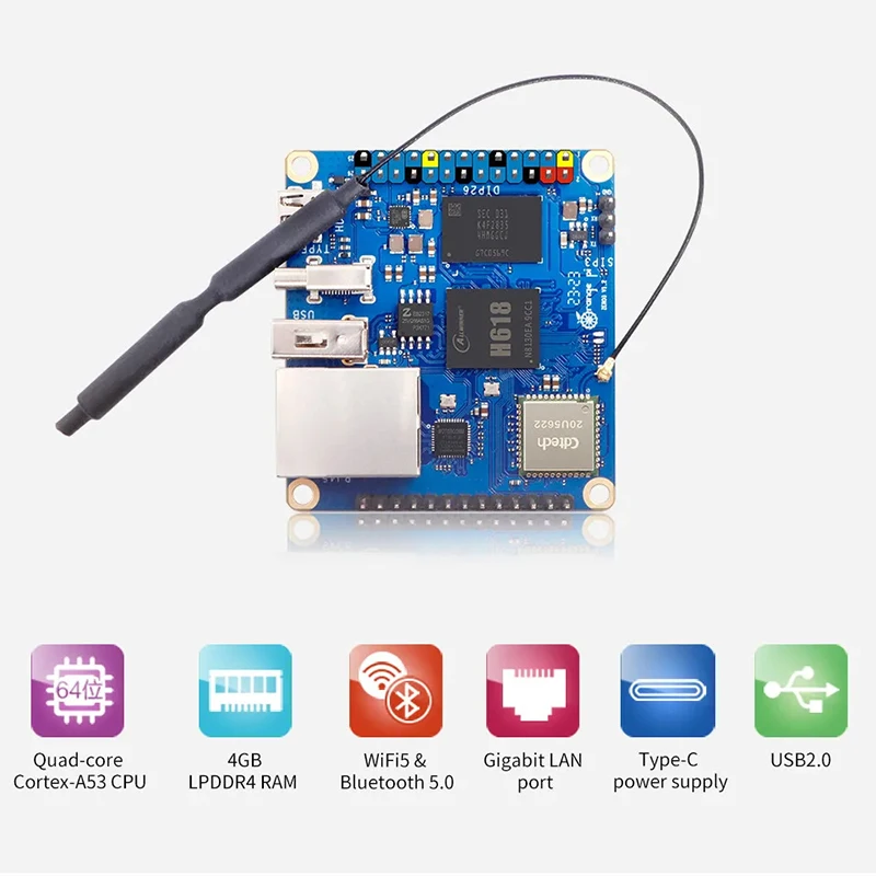 Orange Pi Zero 3 Allwinner H618 1 / 1.5 / 2 / 4 GB RAM DDR4 WiFi5 Bluetooth5.0 Mini scheda di sviluppo PC OPI Zero3